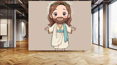 esus Christ kawaii cartoon character vector illustration Wall mural