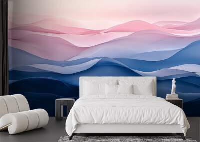 Abstract background forming gentle pink and blue waves Wall mural