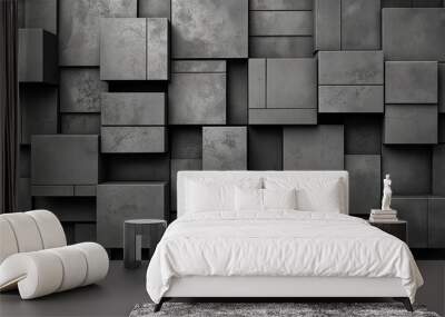 Abstract background of concrete cubes forming a wall Wall mural