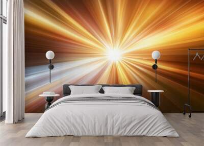 Abstract background showing golden light beams radiating from center Wall mural