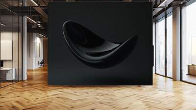 Black abstract shape floating on dark background Wall mural