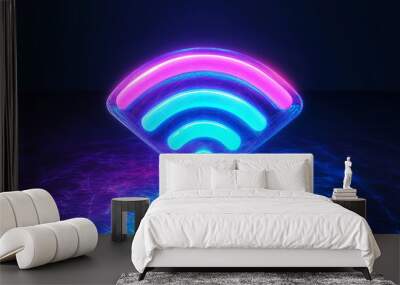 Glowing wifi symbol representing internet connection Wall mural