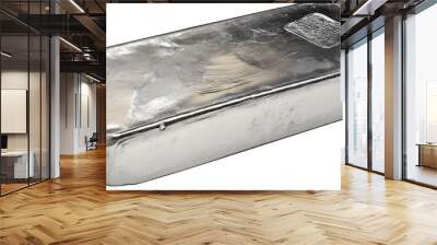 Large shiny silver ingot resting on white background Wall mural