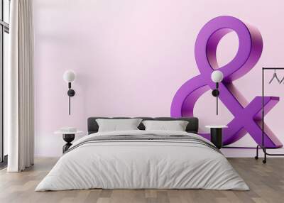 Purple ampersand symbol standing on pink background Wall mural