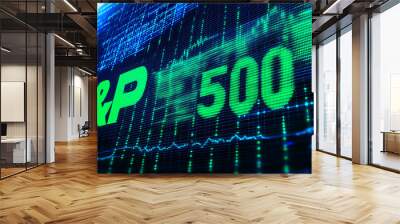 S and p 500 index showing on big display with charts and numbers Wall mural