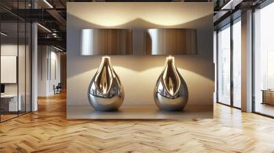 Two designer lamps casting light upwards in a modern room Wall mural