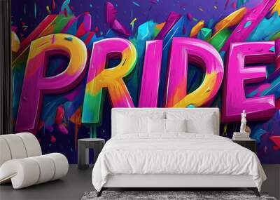 Vibrant pride lettering celebrating lgbtq+ community and equality Wall mural