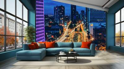 Urban landscape of the city of Bogota (Colombia) located in South America Wall mural