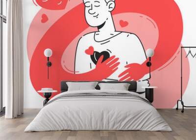 Self Love and Empathy Illustration Wall mural