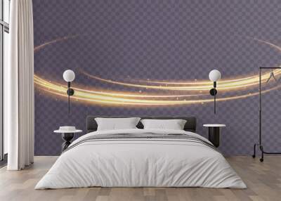 Abstract beautiful light background. Magic sparks on a dark background. Mystical speed stripes, glitter effect. Shine of cosmic rays. Neon lines of speed and fast wind. Glow effect, powerful energy. Wall mural