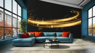 Abstract beautiful light background. Magic sparks on a dark background. Mystical speed stripes, glitter effect. Shine of cosmic rays. Neon lines of speed and fast wind. Glow effect, powerful energy. Wall mural