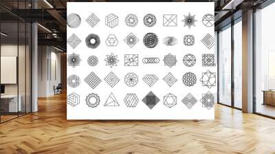 Set of geometric shapes. Trendy hipster background and logotypes. Religion, philosophy, spirituality, occultism symbols collection Wall mural