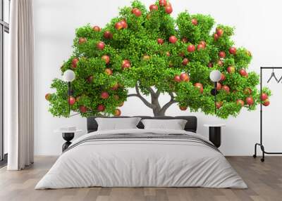 a red apple tree isolated 3D illustration Wall mural