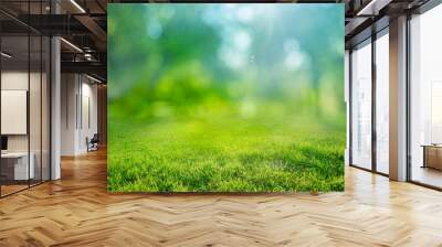 natural grass background with blurred bokeh and sun Wall mural