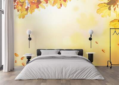 red and yellow fall leaves, autumn natural background Wall mural