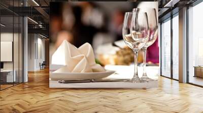 Empty glasses set in restaurant Wall mural