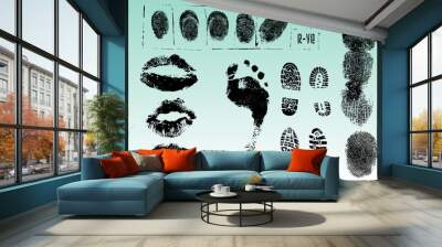 fingerprints footprints and lips 2 Wall mural