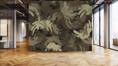 Camouflage seamless pattern texture. Abstract vector military camo backgound Wall mural