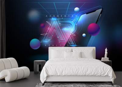 AR logo layout with modern smartphone. Modern template for web and print. Augmented reality concept.Modern template for web and print. Augmented reality concept. Wall mural