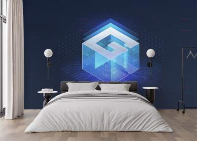 Big data Machine Learning Algorithm. isometric illustration. Wall mural