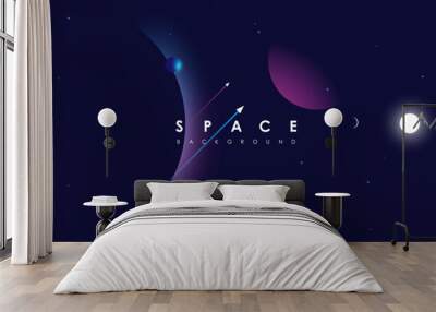 Universe background for presentation design. Brochure template with space elements. Minimalistic color space. Universe exploration concept. Wall mural