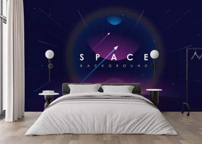 Universe background for presentation design. Brochure template with space elements. Minimalistic color space. Universe exploration concept. Wall mural