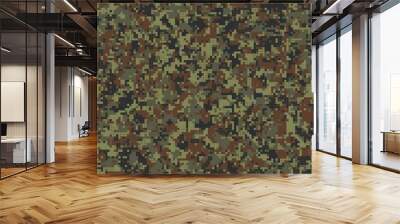 Digital camouflage seamless pattern military geometric camo background Wall mural