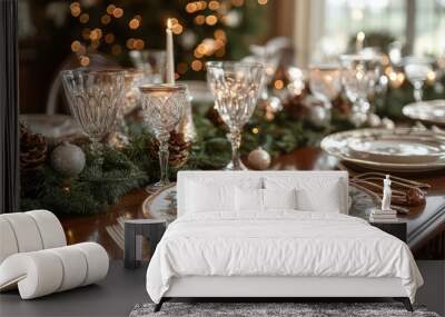 Elegant Holiday Table Setting Wall mural