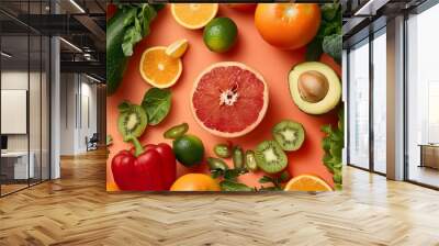 Flat lay composition with fresh ripe vegetables Wall mural