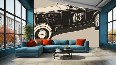 Hot Rod graphically, in retro colors. Vector illustration. Wall mural