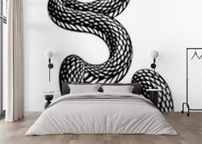 Black and white snake clipart. Isolated monochrome illustration of a dangerous and venomous snake. A reptile of the scaly snake family.  Wall mural