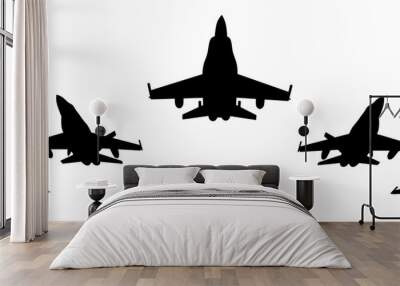 Silhouette of a military airplane clipart. Bombers. Military aviation. War. Airspace defense. Concept of air show and airplanes flying in a row. Wall mural