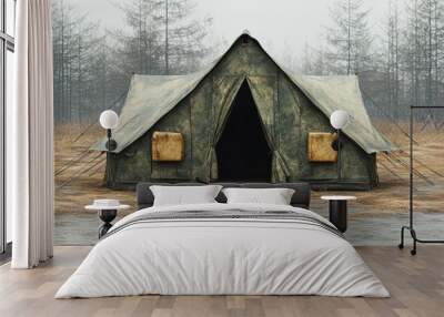 Military tent in the forest Wall mural