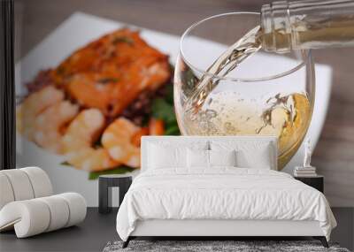 pouring white wine and background Wall mural