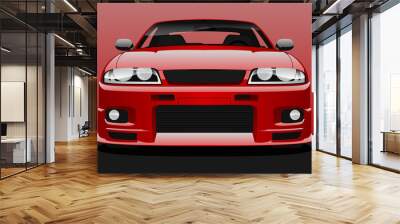 Red street racing car. Vector illustration. Wall mural