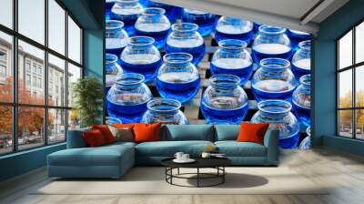 Ball toss with blue fish bowls Wall mural