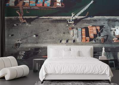 Shipping cargo in harbor, South Africa Wall mural