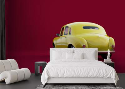 Stylized, toy looking vintage car. 3d render. Wall mural