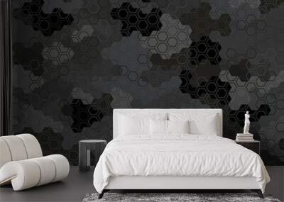 Vector background of grey dust digital hex camoflage pattern Wall mural