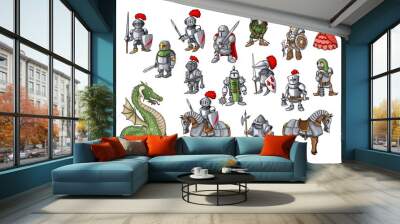 Vector set with hand drawn isolated colored doodles on the theme of kingdom Wall mural