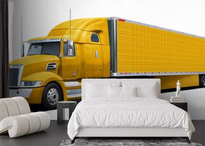 Large all-yellow American truck isolated on white background. Wall mural