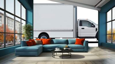 Modern american full white color delivery truck side view isolated on white background. Wall mural