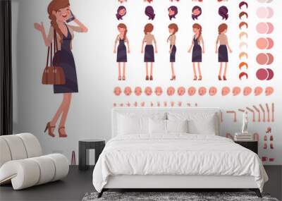 Pretty female office employee character creation set Wall mural