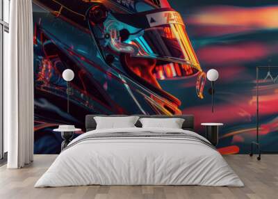 Close up portrait of Formula 1 racer Wall mural