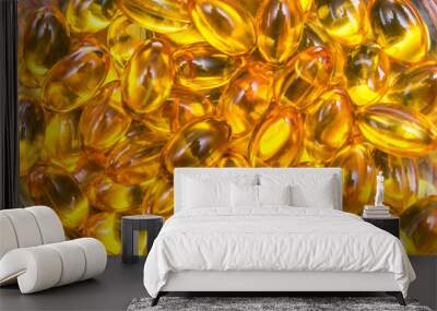 Fish oil capsules full of omega 3 Wall mural