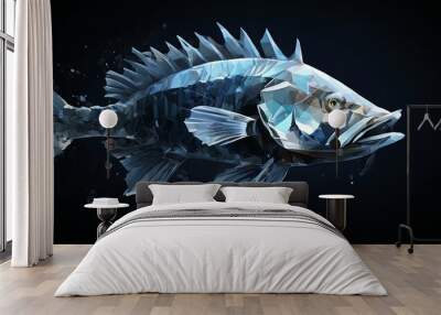 A fish with a blue body and white fins Wall mural