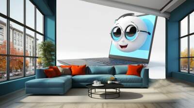 a laptop with a cartoon face on the screen Wall mural