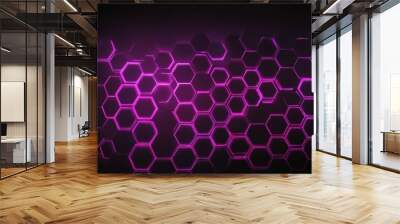 A purple glowing hexagon pattern abstract wallpaper Wall mural