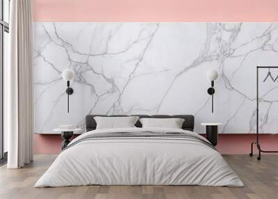 A white marble wall with a pink background Wall mural