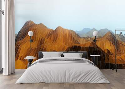 Abstract brown polygonal landscape Wall mural